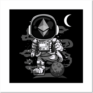 Astronaut ETH Ethereum Coin To The Moon Crypto Token Cryptocurrency Wallet Birthday Gift For Men Women Kids Posters and Art